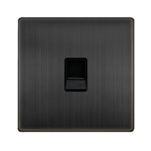 Click Definity Complete Single Rj11 (Irish/Us) Outlet Matt Bronze Cover Plate Black Insert
