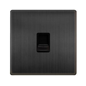 Click Definity Complete Single Telephone Secondary Outlet Matt Bronze Cover Plate Black Insert