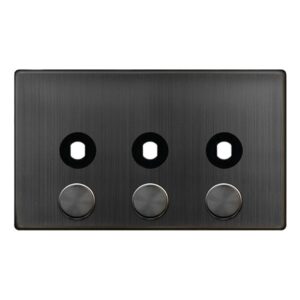 Click Definity Complete 3 Gang Unfurnished Dimmer Plate & Knobs Matt Bronze