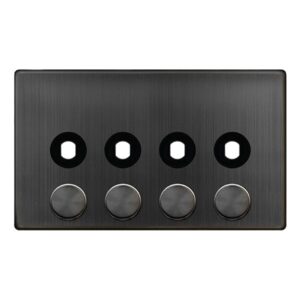 Click Definity Complete 4 Gang Unfurnished Dimmer Plate & Knobs Matt Bronze