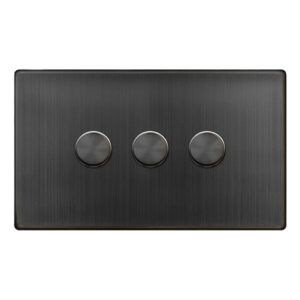 Click Definity Complete 3 Gang 2 Way 100W Dimmer Switch Matt Bronze