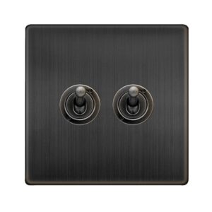 Click Definity Complete 10Ax 2 Gang 2 Way Toggle Switch Matt Bronze