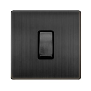 Click Definity Complete 10Ax Ingot 1 Gang Intermediate Switch Matt Bronze Cover Plate Black Insert
