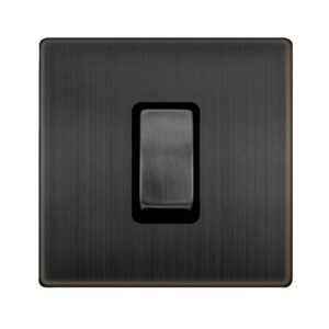 Click Definity Complete 50A Ingot 1 Gang Double Pole Switch Matt Bronze Cover Plate Black Insert