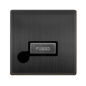 Click Definity Complete 13A Ingot Fused Connection Unit With Optional Flex Outlet Matt Bronze Cover Plate Black Insert