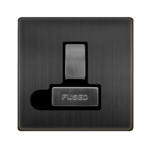 Click Definity Complete 13A Ingot Switched Fused Connection Unit With Optional Flex Outlet Matt Bronze Cover Plate Black Insert