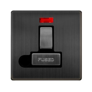 Click Definity Complete 13A Ingot Switched Fused Connection Unit With Neon & Optional Flex Outlet Matt Bronze Cover Plate Black Insert