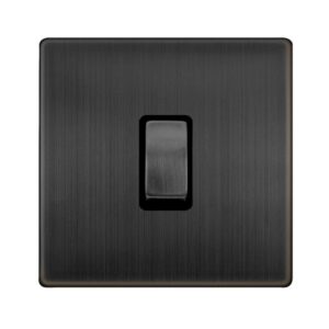 Click Definity Complete 20A Ingot Double Pole Switch Matt Bronze Cover Plate Black Insert