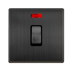 Click Definity Complete 20A Ingot Double Pole Switch With Neon Matt Bronze Cover Plate Black Insert