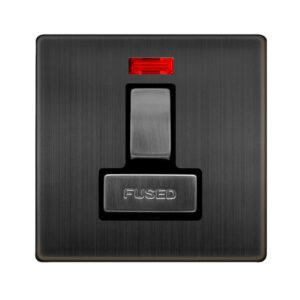 Click Definity Complete 13A Ingot Switched Fused Connection Unit With Neon Matt Bronze Cover Plate Black Insert