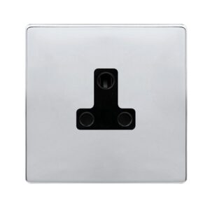 Click Definity Complete 5A Round Pin Socket Polished Chrome Cover Plate Black Insert