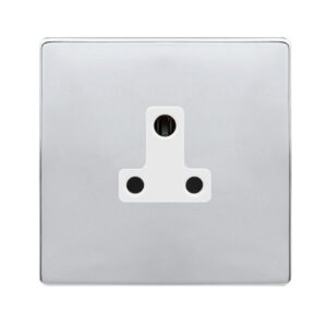 Click Definity Complete 5A Round Pin Socket Polished Chrome Cover Plate Polar White Insert