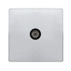 Click Definity Complete Single Non-Isolated Coaxial Outlet Polished Chrome Cover Plate Black Insert