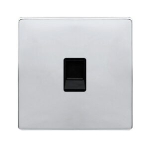 Click Definity Complete Single Rj11 (Irish/Us) Outlet Polished Chrome Cover Plate Black Insert