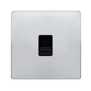 Click Definity Complete Single Telephone Secondary Outlet Polished Chrome Cover Plate Black Insert