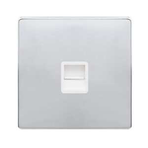 Click Definity Complete Single Telephone Secondary Outlet Polished Chrome Cover Plate Polar White Insert
