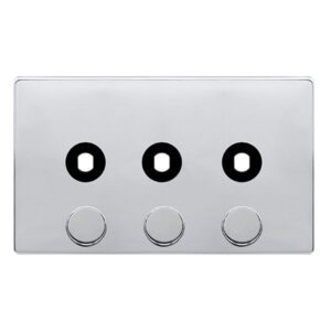 Click Definity Complete 3 Gang Unfurnished Dimmer Plate & Knobs Polished Chrome