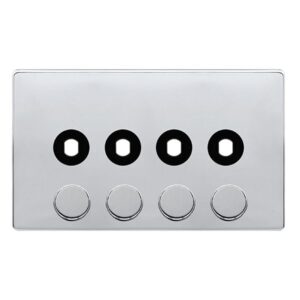 Click Definity Complete 4 Gang Unfurnished Dimmer Plate & Knobs Polished Chrome