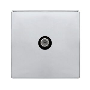 Click Definity Complete Non-Isolated Single Satellite Outlet- Polished Chrome Cover Plate Black Insert