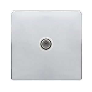 Click Definity Complete Non-Isolated Single Satellite Outlet- Polished Chrome Cover Plate Polar White Insert