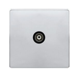 Click Definity Complete Single Isolated Coaxial Outlet Polished Chrome Cover Plate Black Insert