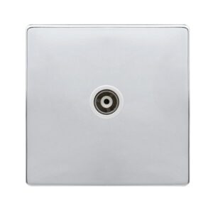 Click Definity Complete Single Isolated Coaxial Outlet Polished Chrome Cover Plate Polar White Insert