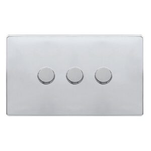Click Definity Complete 3 Gang 2 Way 100W Dimmer Switch Polished Chrome
