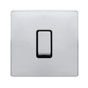 Click Definity Complete 10Ax Ingot 1 Gang 2 Way Switch Polished Chrome Cover Plate Black Insert