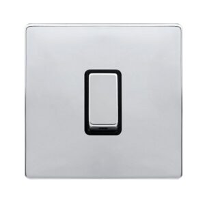 Click Definity Complete 10Ax Ingot 1 Gang Intermediate Switch Polished Chrome Cover Plate Black Insert
