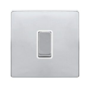 Click Definity Complete 10Ax Ingot 1 Gang Intermediate Switch Polished Chrome Cover Plate Polar White Insert