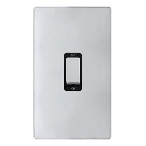 Click Definity Complete 50A Ingot 2 Gang Double Pole Switch Polished Chrome Cover Plate Black Insert