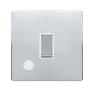 Click Definity Complete 20A Ingot Double Pole Switch With Flex Outlet Polished Chrome Cover Plate Polar White Insert