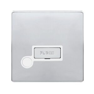 Click Definity Complete 13A Ingot Fused Connection Unit With Optional Flex Outlet Polished Chrome Cover Plate Polar White Insert