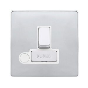 Click Definity Complete 13A Ingot Switched Fused Connection Unit With Optional Flex Outlet Polished Chrome Cover Plate Polar White Insert