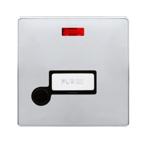 Click Definity Complete 13A Ingot Fused Connection Unit With Neon & Optional Flex Outlet Polished Chrome Cover Plate Black Insert