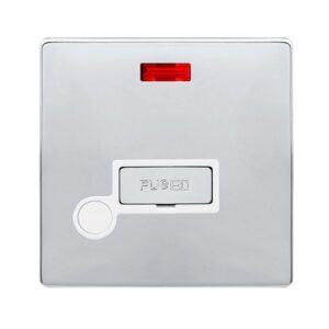 Click Definity Complete 13A Ingot Fused Connection Unit With Neon & Optional Flex Outlet Polished Chrome Cover Plate Polar White Insert