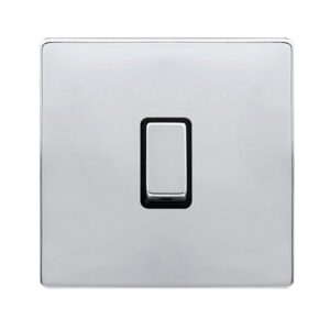 Click Definity Complete 20A Ingot Double Pole Switch Polished Chrome Cover Plate Black Insert
