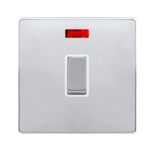 Click Definity Complete 20A Ingot Double Pole Switch With Neon Polished Chrome Cover Plate Polar White Insert