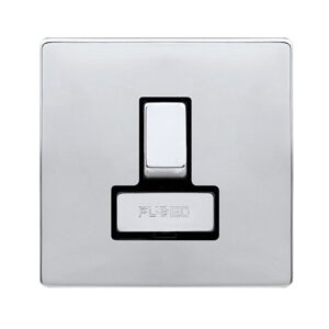 Click Definity Complete 13A Ingot Switched Fused Connection Unit Polished Chrome Cover Plate Black Insert