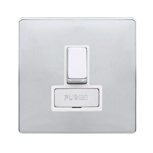 Click Definity Complete 13A Ingot Switched Fused Connection Unit Polished Chrome Cover Plate Polar White Insert