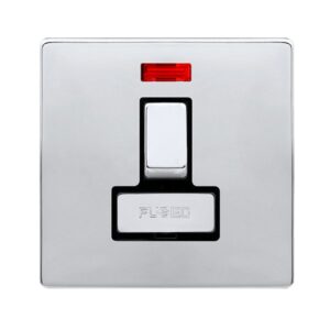 Click Definity Complete 13A Ingot Switched Fused Connection Unit With Neon Polished Chrome Cover Plate Black Insert