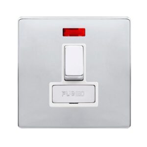 Click Definity Complete 13A Ingot Switched Fused Connection Unit With Neon Polished Chrome Cover Plate Polar White Insert