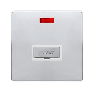Click Definity Complete 13A Ingot Fused Connection Unit With Neon Polished Chrome Cover Plate Polar White Insert