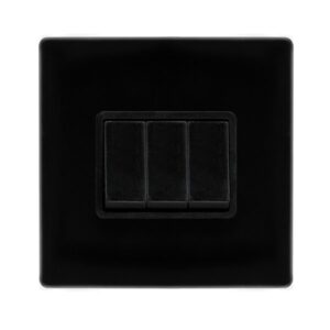Click Definity Complete 10Ax Ingot 3 Gang 2 Way Switch Metal Black Cover Plate Black Insert