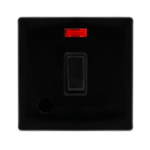 Click Definity Complete 20A Double Pole Switch With Neon & Flex Outlet Metal Black Cover Plate Black Insert