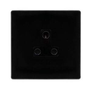Click Definity Complete 5A Round Pin Socket Metal Black Cover Plate Black Insert
