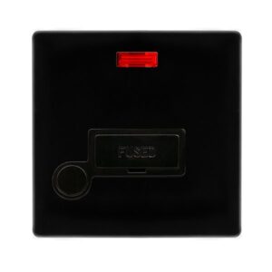 Click Definity Complete 13A Fused Connection Unit With Neon & Optional Flex Outlet Metal Black Cover Plate Black Insert