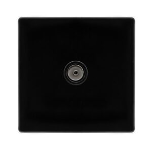 Click Definity Complete Single Non-Isolated Coaxial Outlet Metal Black Cover Plate Black Insert
