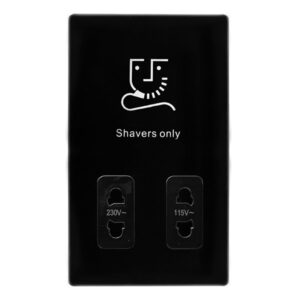 Click Definity Complete 115/230V Dual Voltage Shaver Socket Metal Black Cover Plate Black Insert