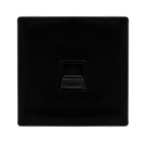 Click Definity Complete Single Telephone Master Outlet Metal Black Cover Plate Black Insert